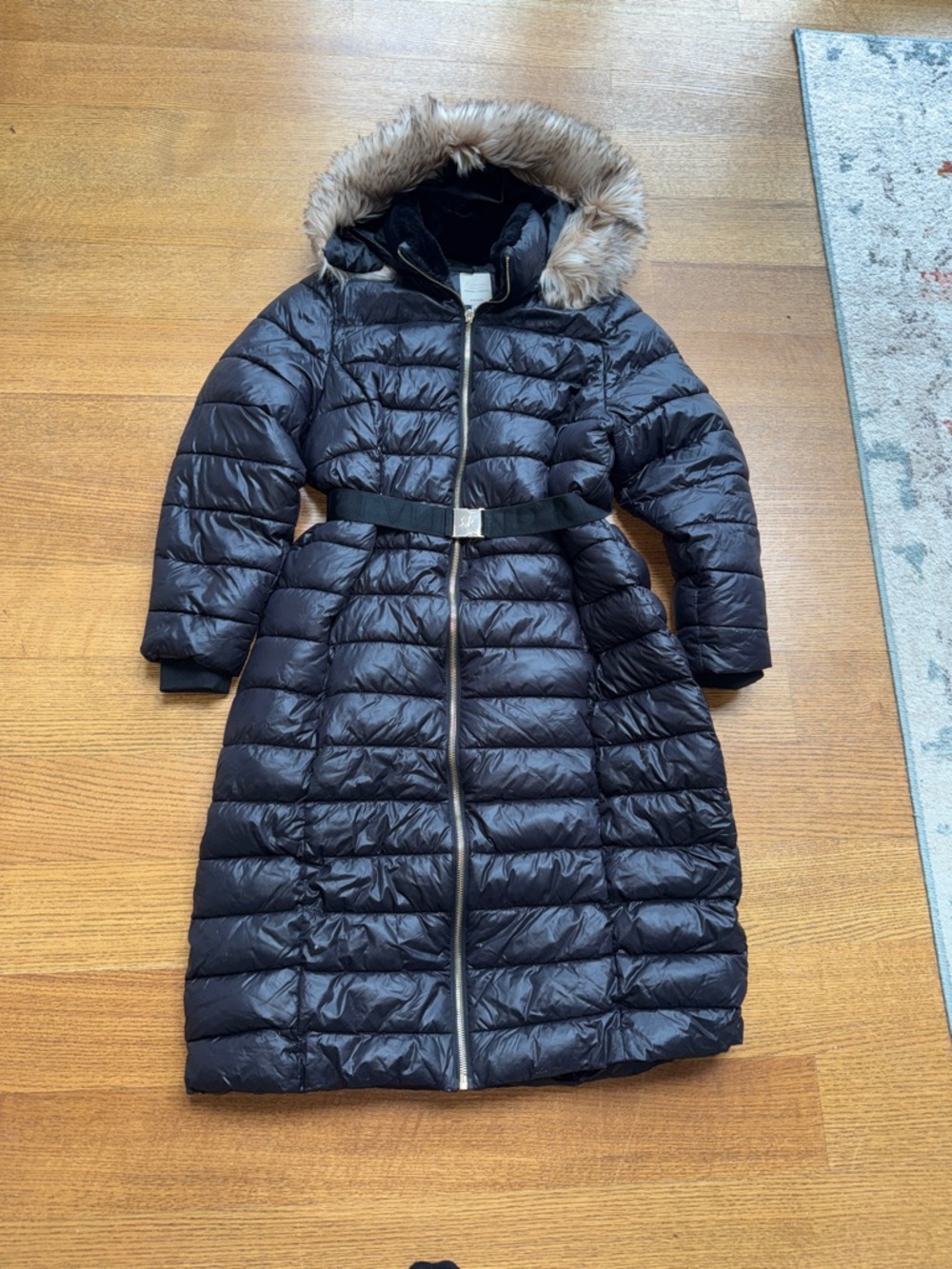 River Island Mamma Maternity Black Hooded Faux Fur Puffer Coat